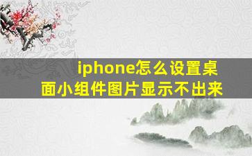 iphone怎么设置桌面小组件图片显示不出来