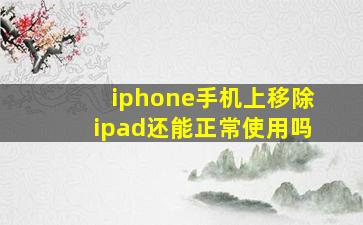 iphone手机上移除ipad还能正常使用吗