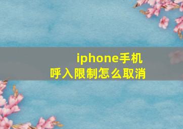 iphone手机呼入限制怎么取消