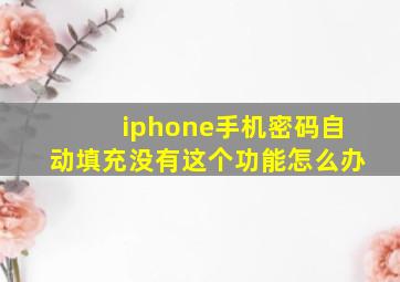 iphone手机密码自动填充没有这个功能怎么办