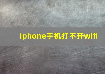 iphone手机打不开wifi