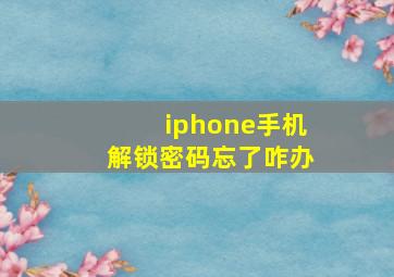 iphone手机解锁密码忘了咋办