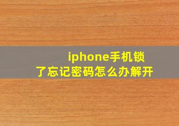 iphone手机锁了忘记密码怎么办解开