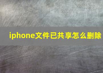 iphone文件已共享怎么删除