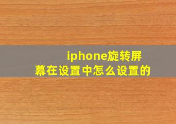 iphone旋转屏幕在设置中怎么设置的