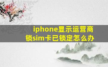 iphone显示运营商锁sim卡已锁定怎么办