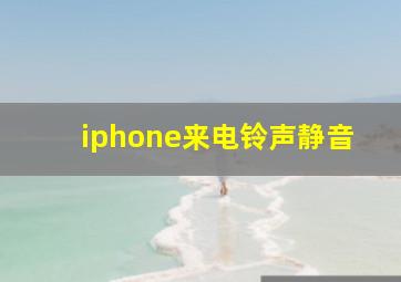 iphone来电铃声静音