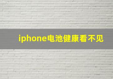 iphone电池健康看不见