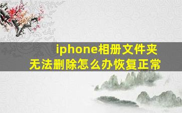 iphone相册文件夹无法删除怎么办恢复正常