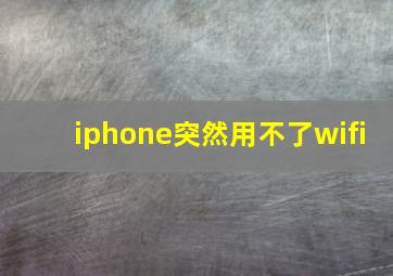 iphone突然用不了wifi