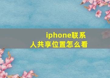 iphone联系人共享位置怎么看