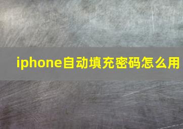 iphone自动填充密码怎么用