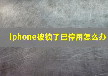 iphone被锁了已停用怎么办