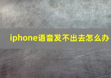 iphone语音发不出去怎么办