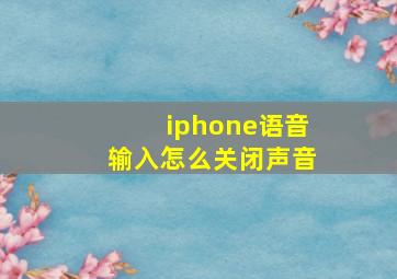 iphone语音输入怎么关闭声音