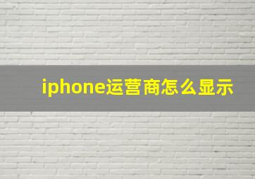 iphone运营商怎么显示