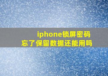 iphone锁屏密码忘了保留数据还能用吗