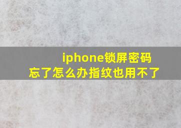 iphone锁屏密码忘了怎么办指纹也用不了