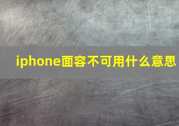 iphone面容不可用什么意思