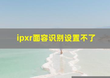 ipxr面容识别设置不了