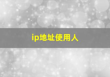 ip地址使用人