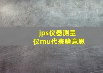 jps仪器测量仪mu代表啥意思