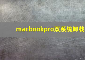 macbookpro双系统卸载