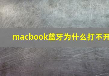 macbook蓝牙为什么打不开