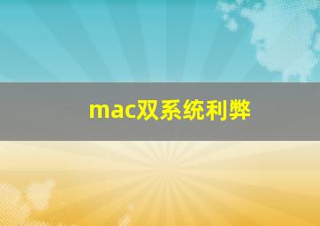 mac双系统利弊