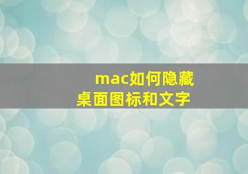 mac如何隐藏桌面图标和文字