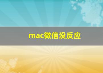 mac微信没反应