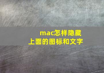 mac怎样隐藏上面的图标和文字