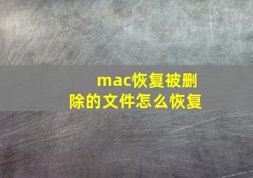 mac恢复被删除的文件怎么恢复