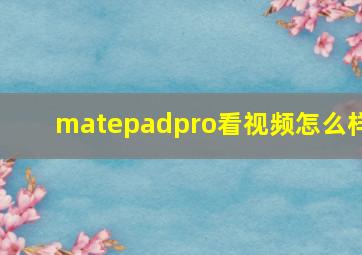 matepadpro看视频怎么样