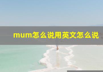 mum怎么说用英文怎么说