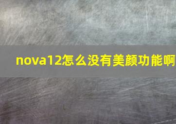 nova12怎么没有美颜功能啊