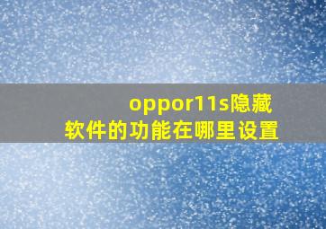 oppor11s隐藏软件的功能在哪里设置