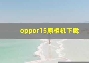 oppor15原相机下载