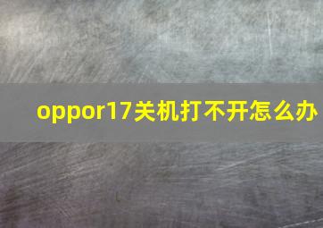 oppor17关机打不开怎么办