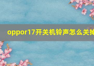 oppor17开关机铃声怎么关掉