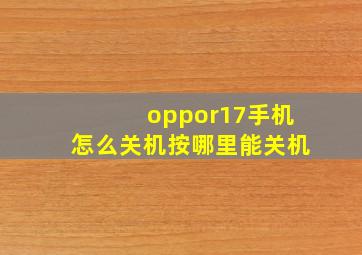 oppor17手机怎么关机按哪里能关机