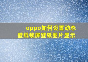 oppo如何设置动态壁纸锁屏壁纸图片显示