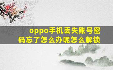 oppo手机丢失账号密码忘了怎么办呢怎么解锁