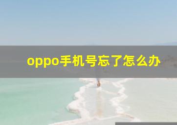 oppo手机号忘了怎么办