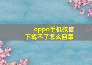 oppo手机微信下载不了怎么回事