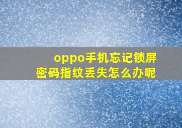 oppo手机忘记锁屏密码指纹丢失怎么办呢