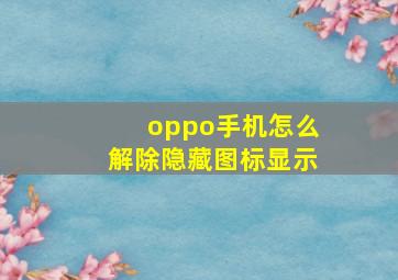 oppo手机怎么解除隐藏图标显示