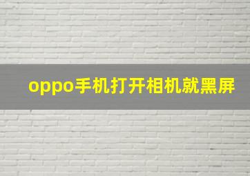 oppo手机打开相机就黑屏