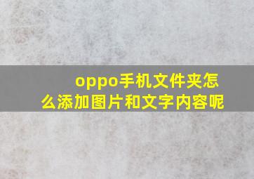 oppo手机文件夹怎么添加图片和文字内容呢