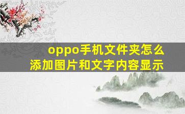 oppo手机文件夹怎么添加图片和文字内容显示